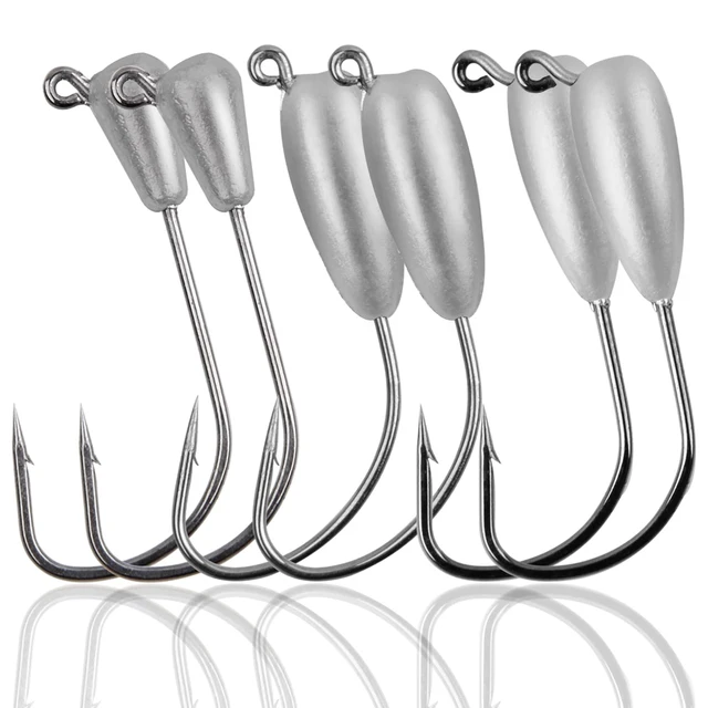 4/6/12Pcs Jig Heads Fishing Hooks Tube bait jighead Worm lure Fishhooks for Bass Crappie Salmon Fishing jig 1/8oz 1/4oz 3/8oz