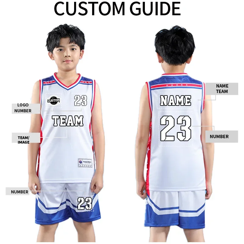 Customizable Kids Basketball Jersey Sets Sport Clothing Breathable Child Boys Girls Basketball Jersey Shirts Shorts Suit JLS-231