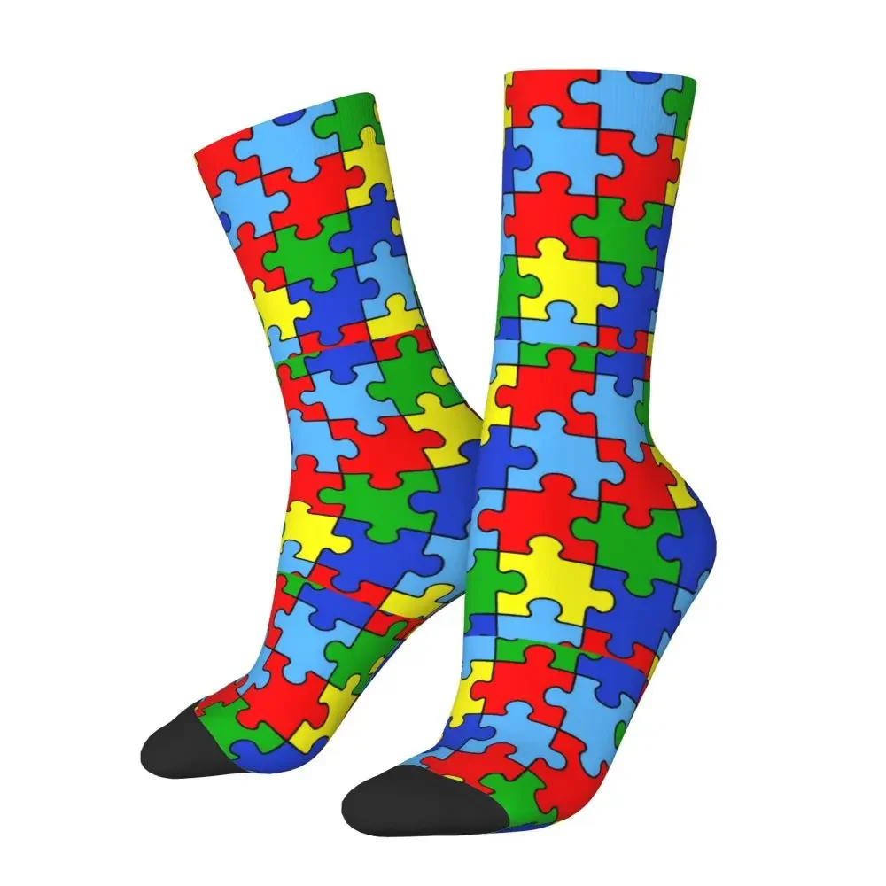 Y2K Autumn Winter Crazy Design Men'S Women'S Autism Puzzle Pieces Ribbon Awareness Breathable Basketball Socks 2 Se1bcf71be39145d986e7f75966ab7f35N