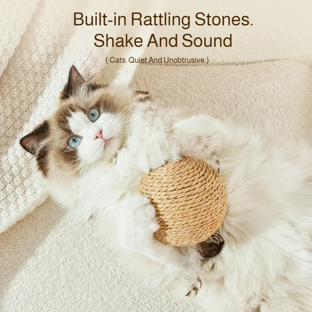 8/10CM Interactive Sisal Cat Scratching Ball Toy For Kitten Teeth Cleaning Anti Bite Cat Ball Sounding Toy Pet Supplies 4