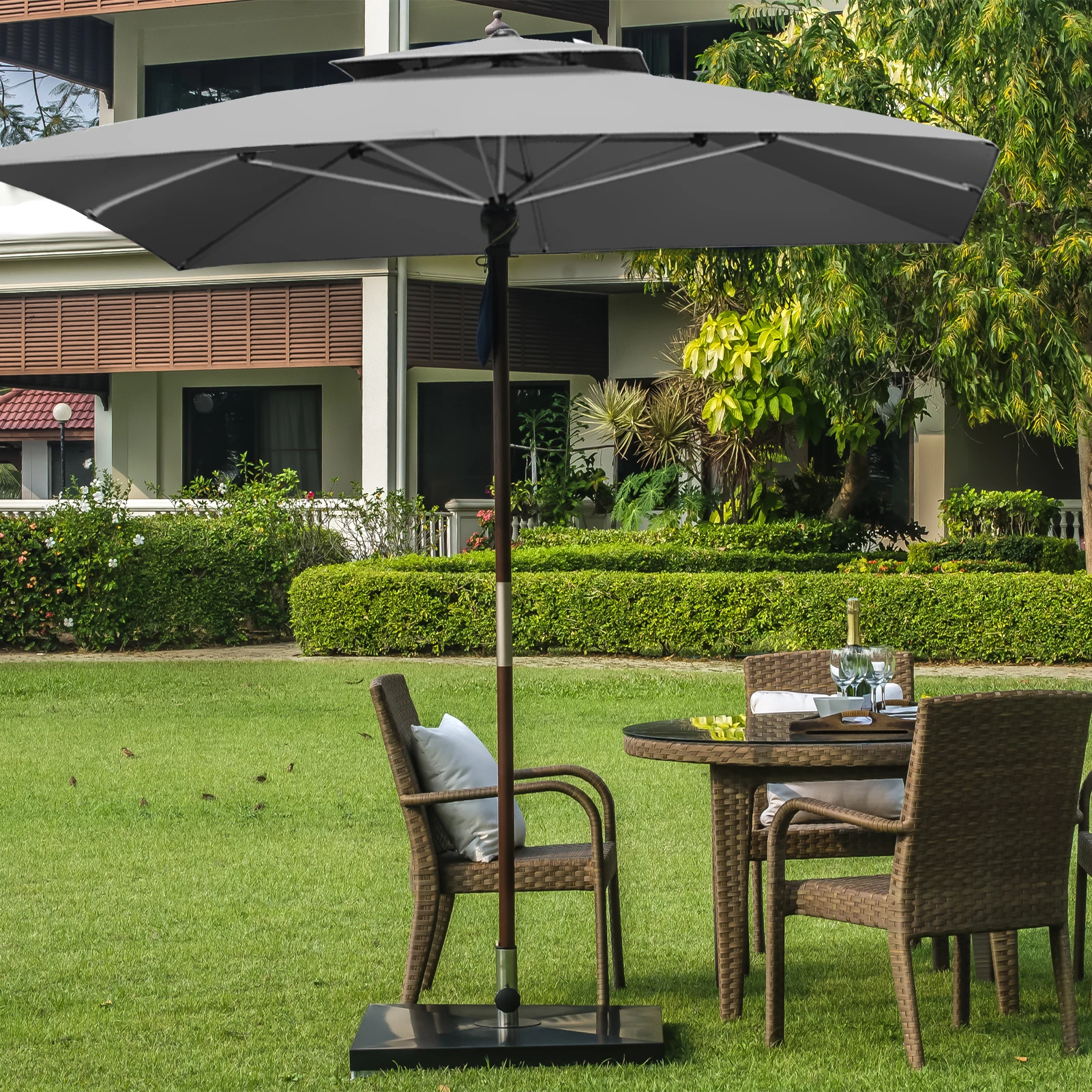 3*3m Square Replacement Umbrella Surface Rainproof Fabric Cloth Double Top Outdoor Sunshade Umbrella Roman
