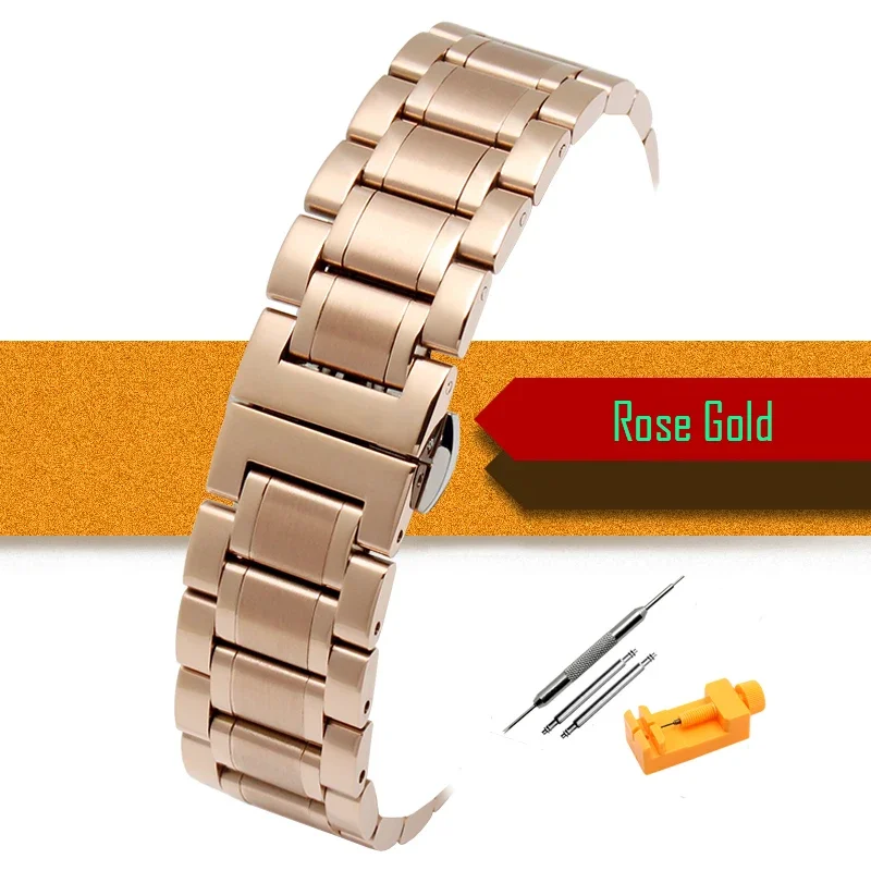 Sleek Stainless Steel Metal Watch Strap - Adjustable Wristband in Various Widths