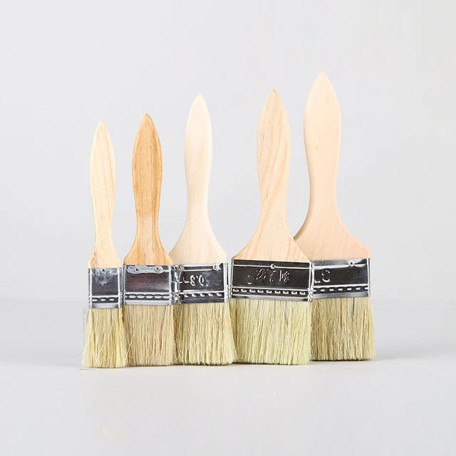 5Pcs 2 Inch Paint Brush Natural Bristle Flat Edge with Wood Handle for Paint