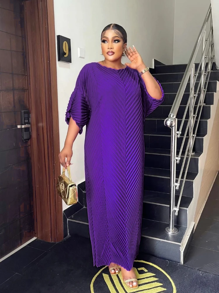 Length145cm Pleated African Maxi Dresses for Women 2023 Traditional