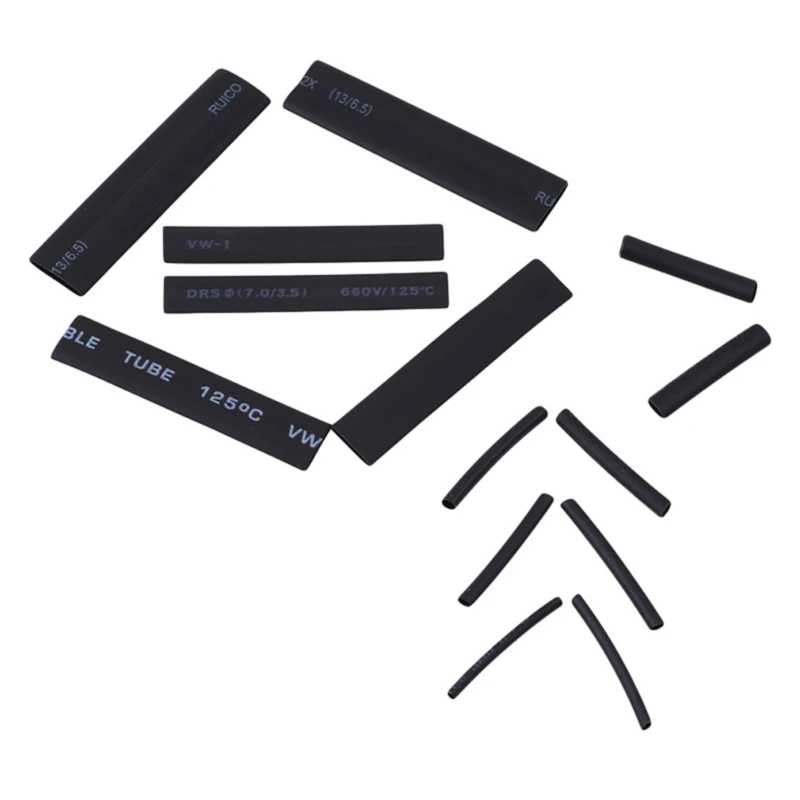 127pcs Black 7 Sizes Assorted Bagged flame-retardant Heat Shrinkable Tube Combination Sets Car Accessories