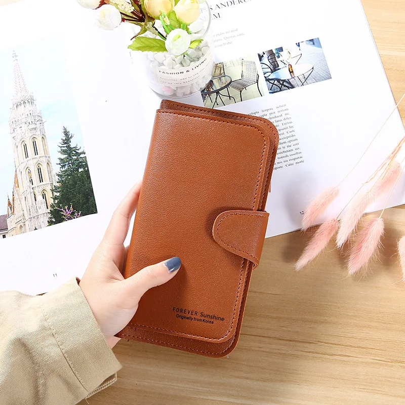 Women Long Wallet PU Leather Card Holder Large Capacity Hasp Zipper Coin Purse Multi Card Organizer Ladies Simple Clutch Handbag 2