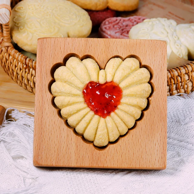 Stampo Per Dolci In Legno Con Motivo Floreale - Per Mooncake, Biscotti E Cioccolatini Fai Da Te