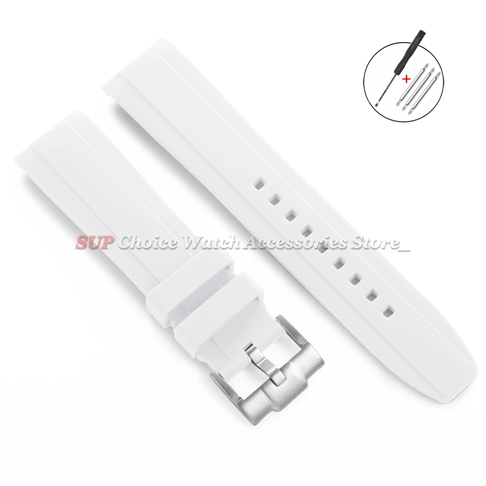 High-Quality Silicone Rubber Sport Watch Band with Curved Ends - Waterproof Bracelet