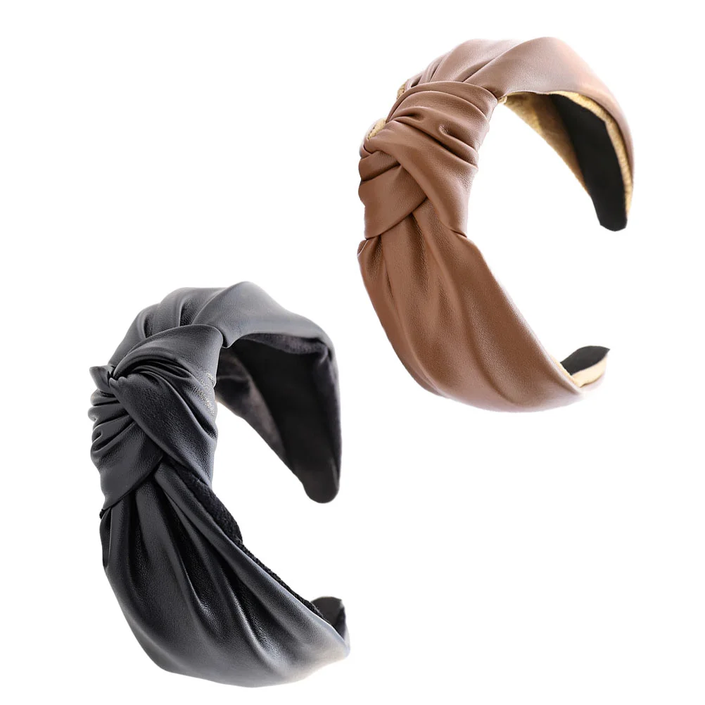 

Женская повязка для волос с узлом, 2 шт., обруч для волос, Женский обруч для волос, спортивные обручи для йоги, товары для спа, практичный макияж для невесты из искусственной кожи