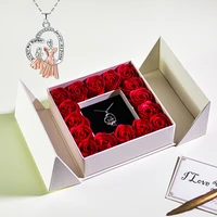 Cadeaux pour femmes bijoux pendentif collier/avec savon Rose éternelle boîte-cadeau fête des mères collier bijoux cadeaux d'anniversaire de mariage 3