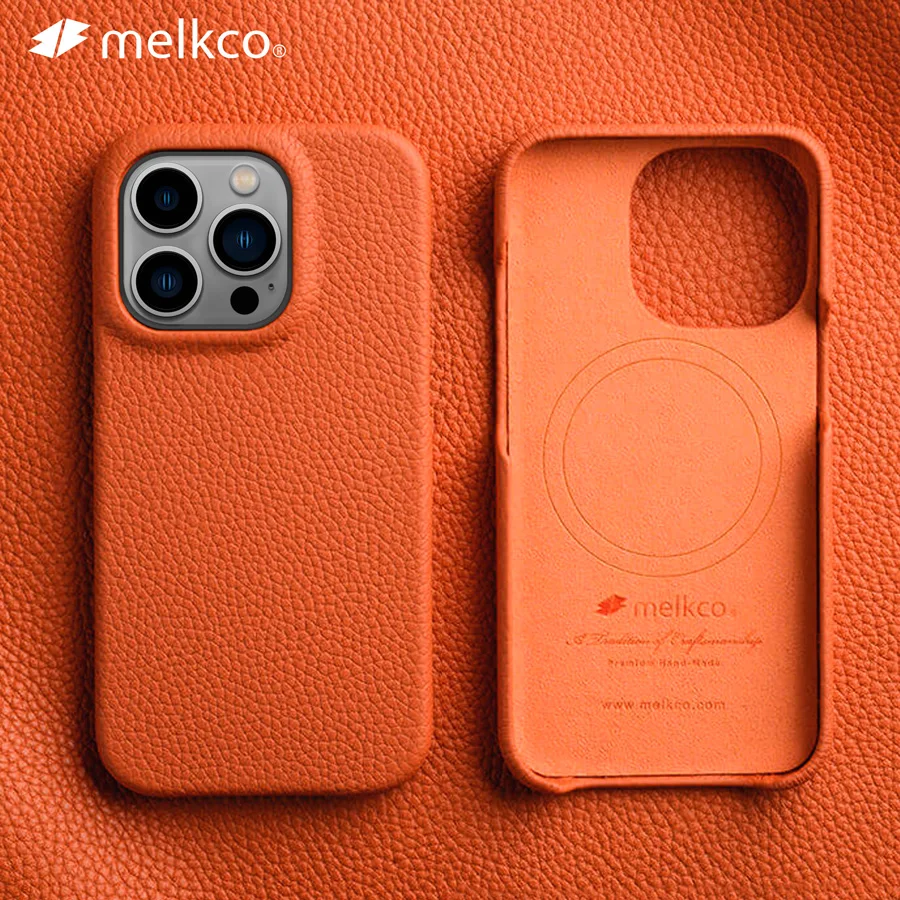 

Melkco Premium Genuine Leather Case for iPhone 14 Pro Max Plus Magnetic Luxury Fashion Business Natural Cowhide Phone Case Cover