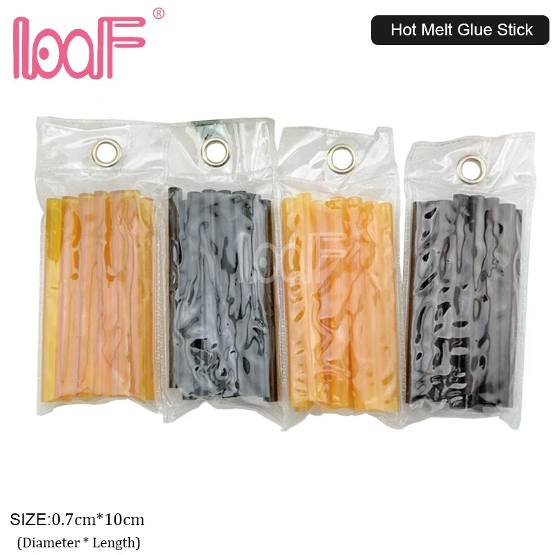 LOOF 120pcs (10 packs) 0.7cm hot melt Keratin Glue Sticks for pre-bonded hair extension Black Brown Blonde Transparent blonde