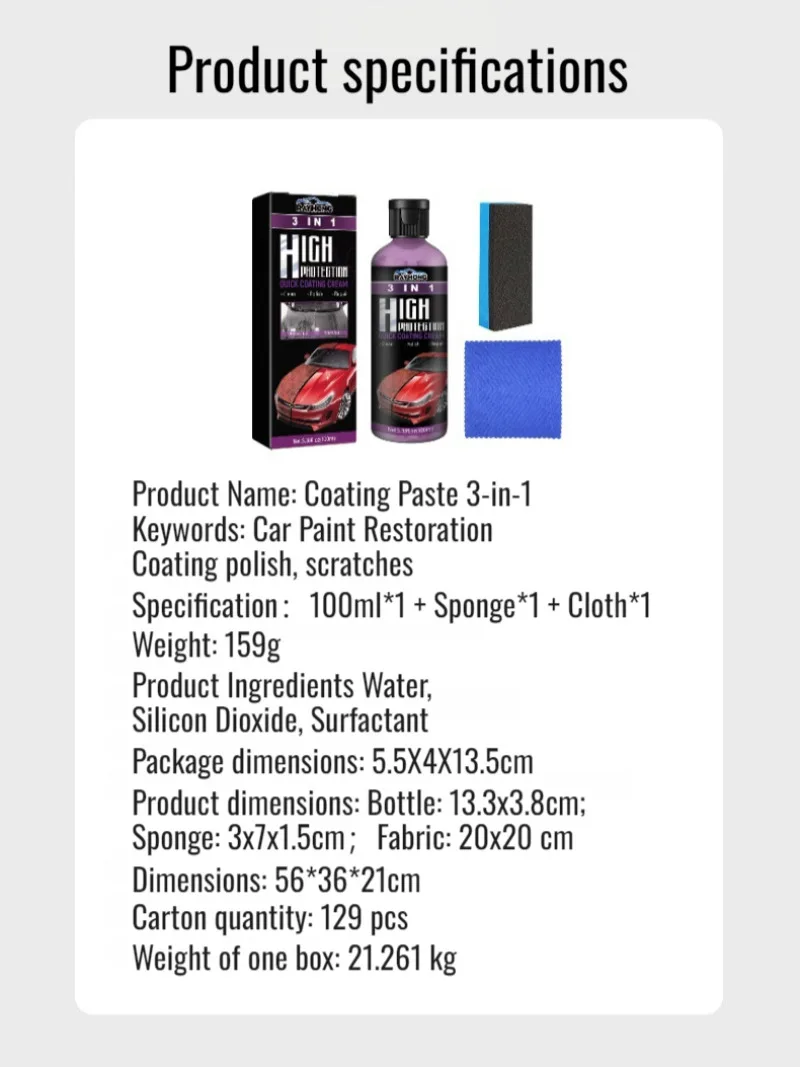Coating Paste Car Cleaning MultiPurpose Protector Refinishing Scratch Repair