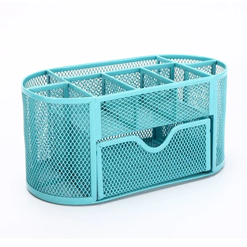 9 Storage Multi-Functional Desk Organizer Mesh Metal Pen Holder Stationery Container Box Office School Supplies Accessories