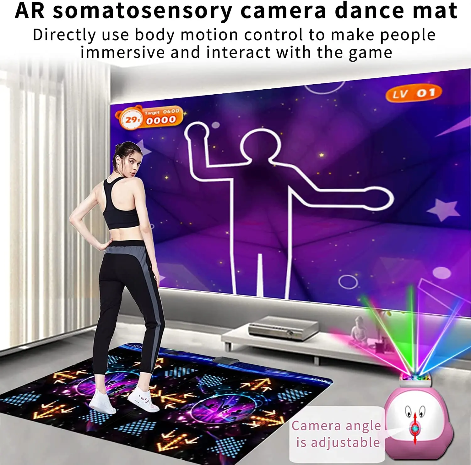 Asixxsix Tapete de dança, 100 músicas integrado, 60 jogos, tapete de dança  eletrônico, compatível com laptop