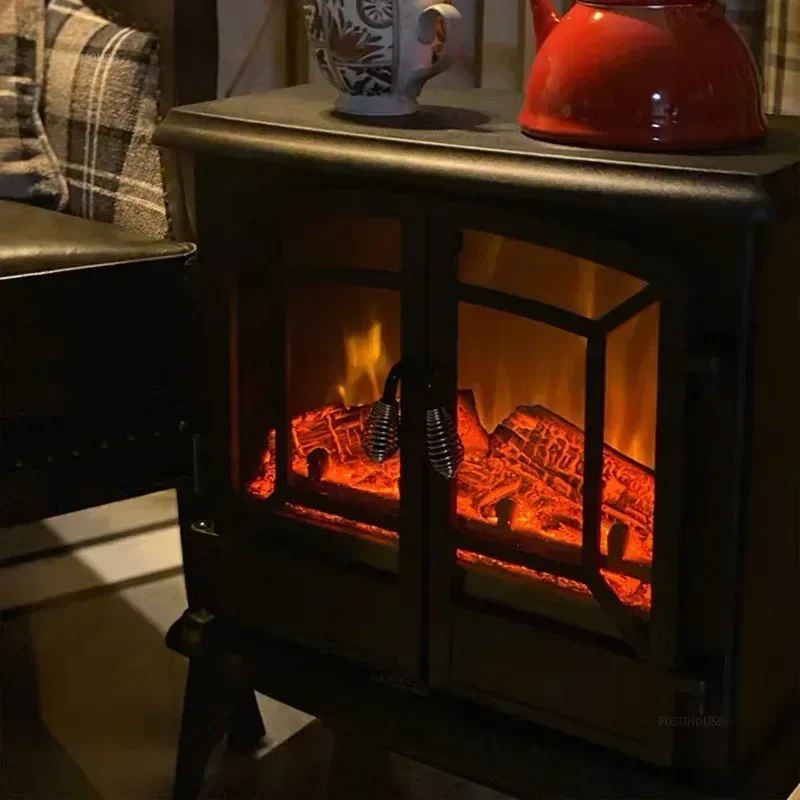 คู่ประตูเตาในร่มอเมริกันเครื่องทําความร้อนเตาผิงไฟฟ้าสําหรับห้องแฟชั่นสร้างสรรค์เตาผิงสําหรับ Apartment รีโมทคอนโทรล 1