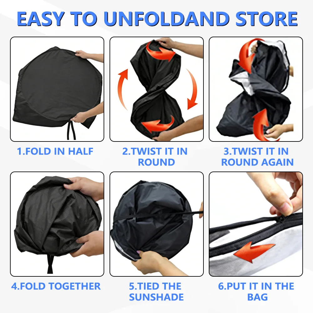 Premium Foldable Windshield Sunshade Sun Visor Protector - Blocks UV Rays