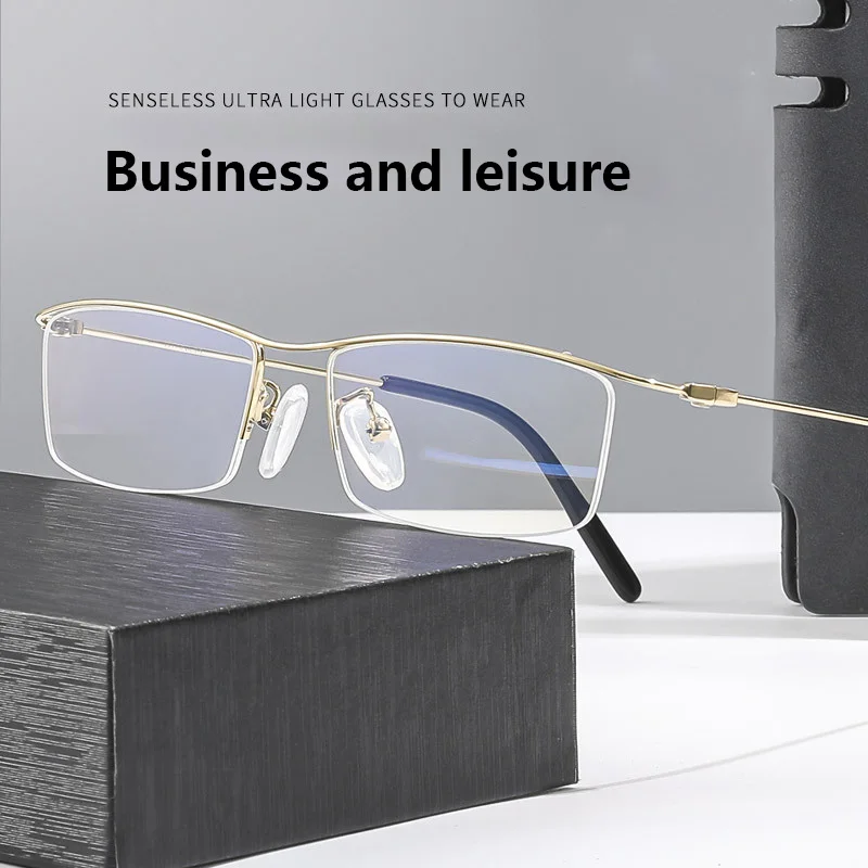 

Business Men Ultralight Pure Titanium Glasses Frame For Myopia Optical Prescription Woman Spectacles Half Rim Eyewear