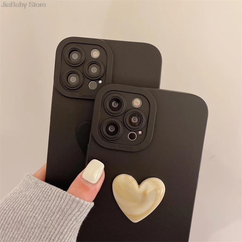 Mobilskal i flytande silikon med glitterhjärta för iphone_voghion.com