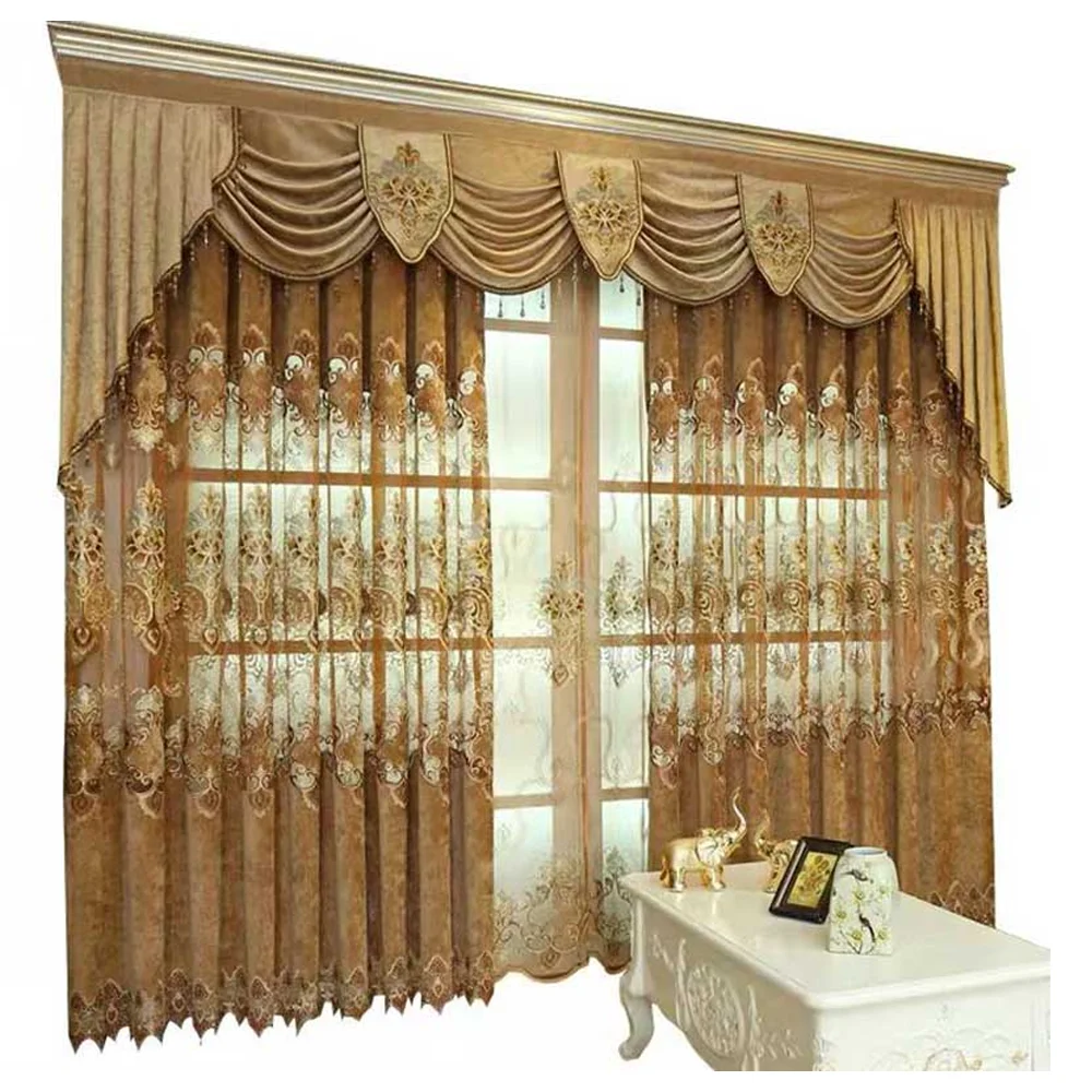 

New Elegant European Style High Shading Embroidered Shading Nordic Simple Bedroom Living Room Chenille House Curtains