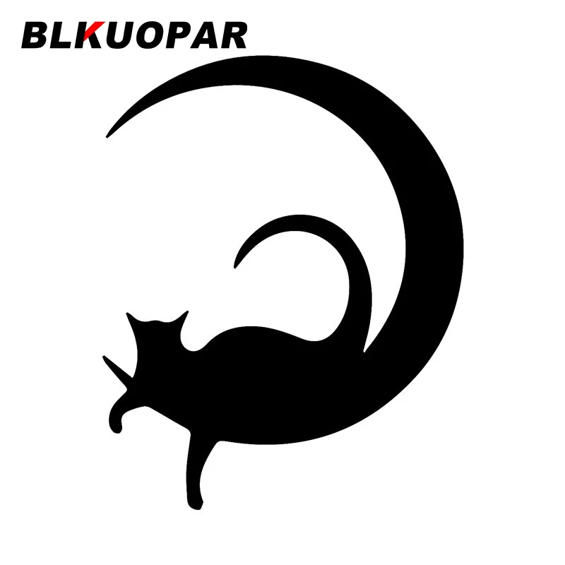 

BLKUOPAR Cat on The Moon Car Sticker Sunscreen Cartoon Scratch-Proof Cute Decal Cute Die Cut Windshield Window RV Car Label