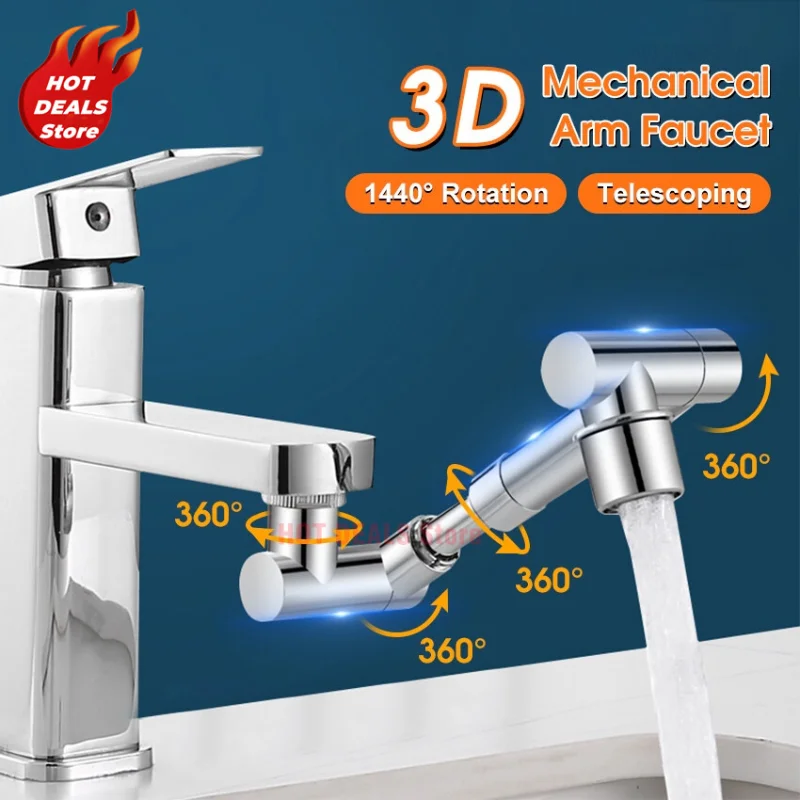 New Metal Copper 1440° Rotation Faucet Aerator Extender Swivel Robotic