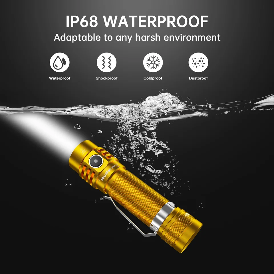 Wurkkos -TLF Golden WK03 18650 Flashlight Nichia 519A 5000K 1200LM