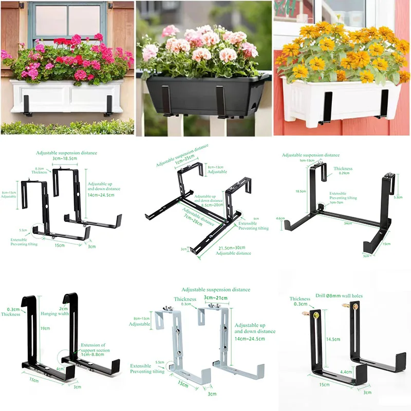 1 Pair Hanging Flower Planter Hooks Plant Pot Box Holders Adjustable Hanger  For Flower basket Balcony Yard Garden Wall Decor - AliExpress 15
