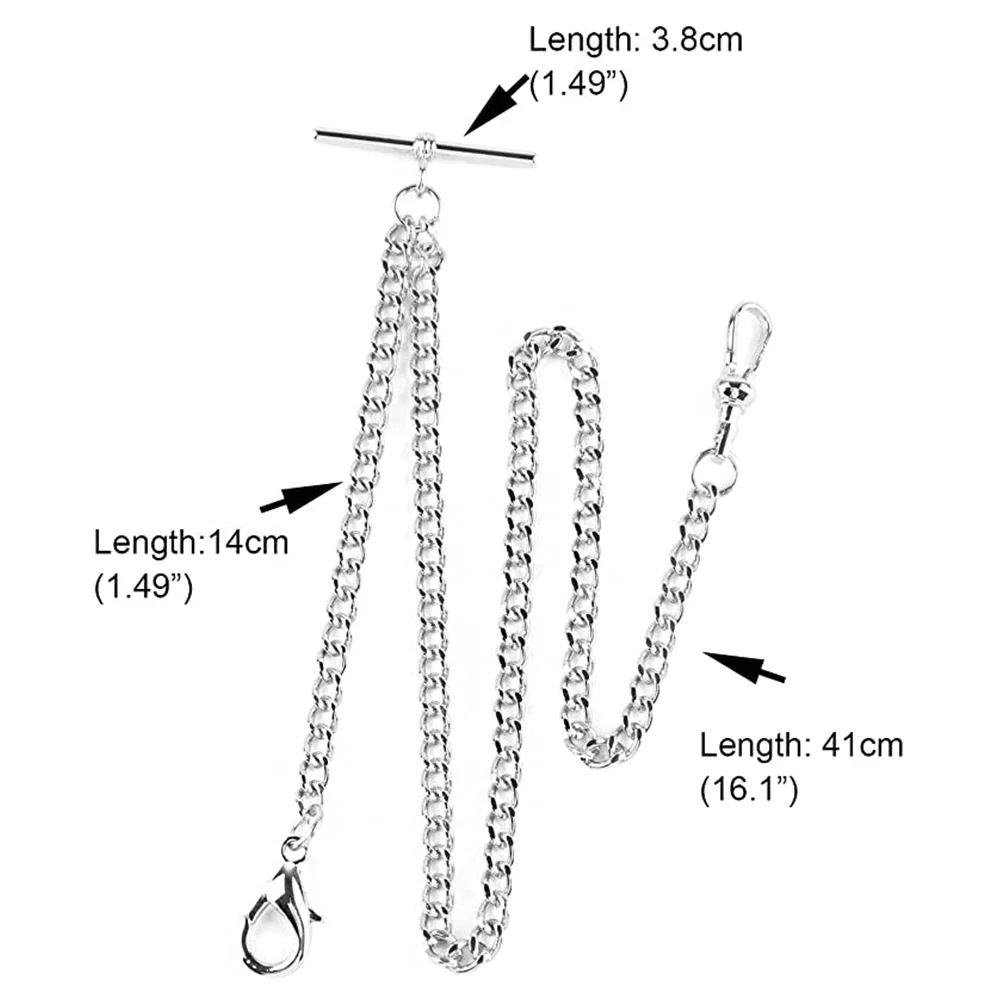 55CM Fob chain suitable for men women's jewelry accessories Pocket watch chains Luxury Silver/Gold stainless steel