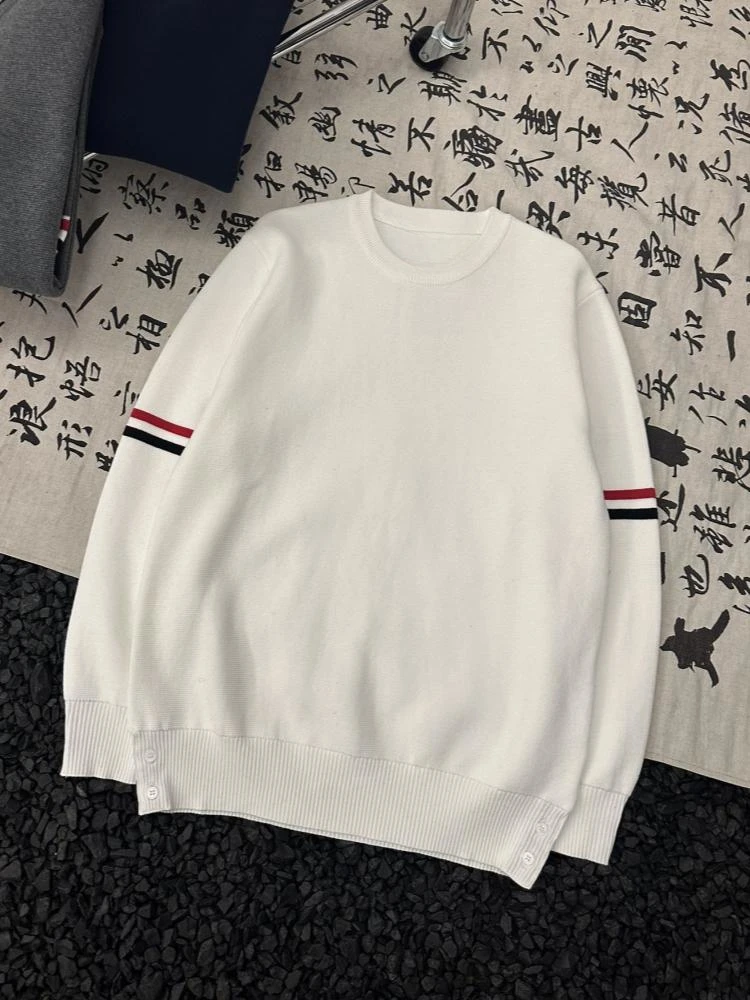 

Autumn TTB Sweater Fashion Brand Simple Causal Men Pullover Sweater Luxury Double Armband Striped Women Knit Sweater