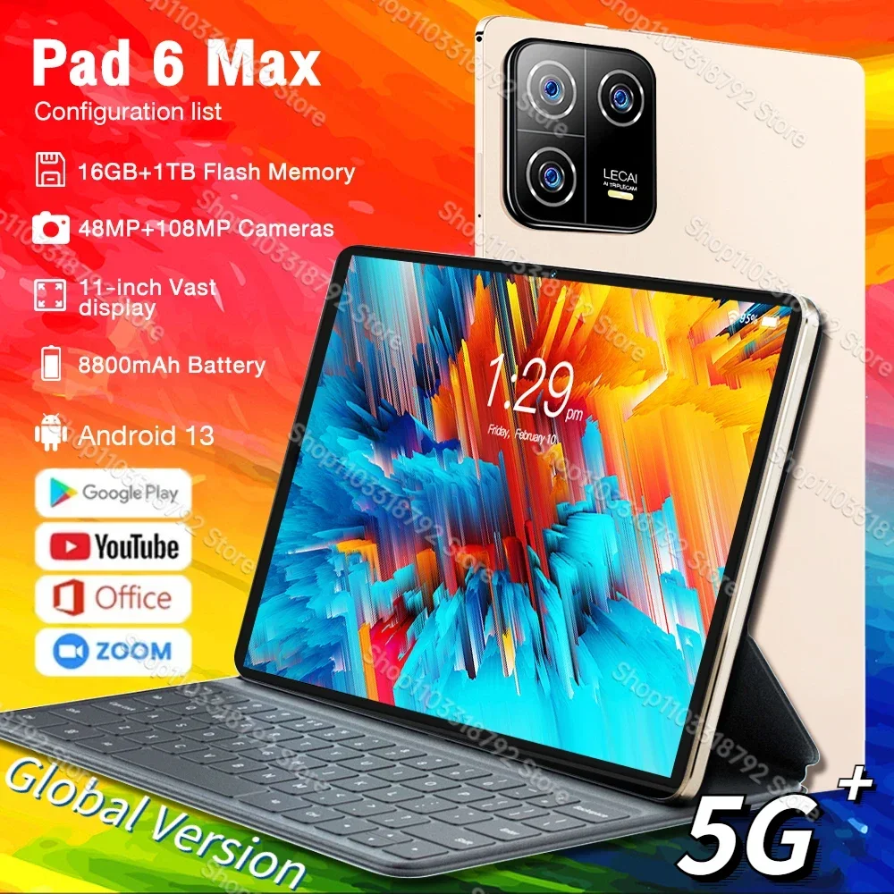 

2024 Global Version New PAD 6 PRO Tablet Android12 11 Inch 16GB 1T 5G Dual SIM Phone Call GPS Bluetooth WiFi Google Tablet PC