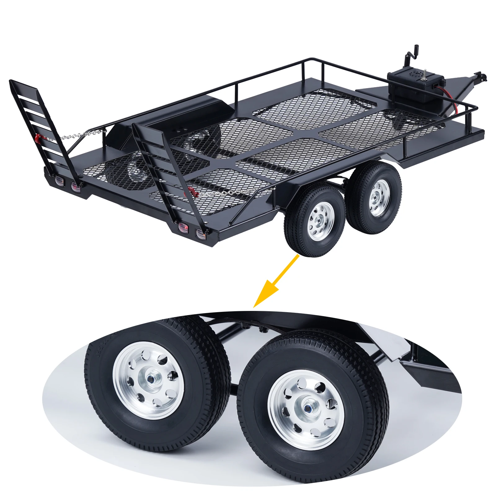 Remorque RC 1/10 avec lumière pour Axial D90 SCX10 TRX4