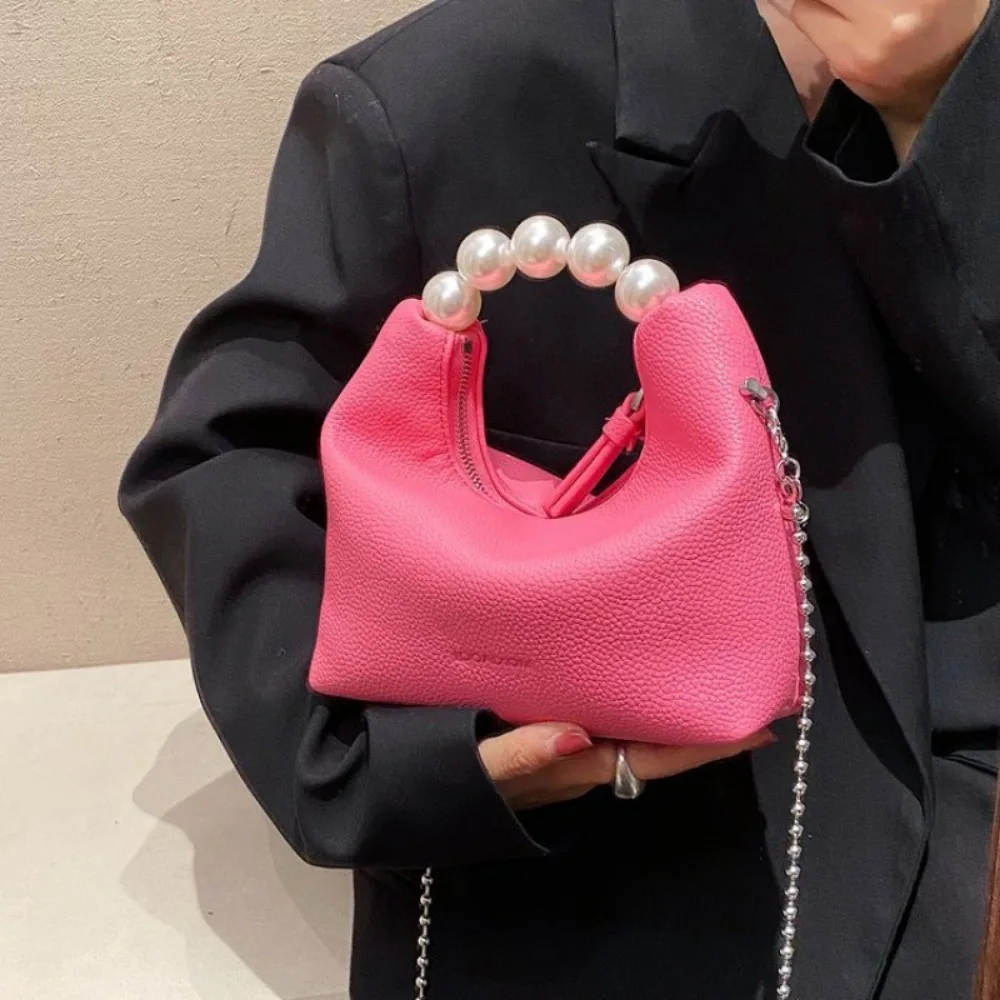 Crossbody Purse with Pearl for Women Fashion 2024 New Women's Handbags PU Leather Shoulder Bags High Quality Luxury Cloud Bag
