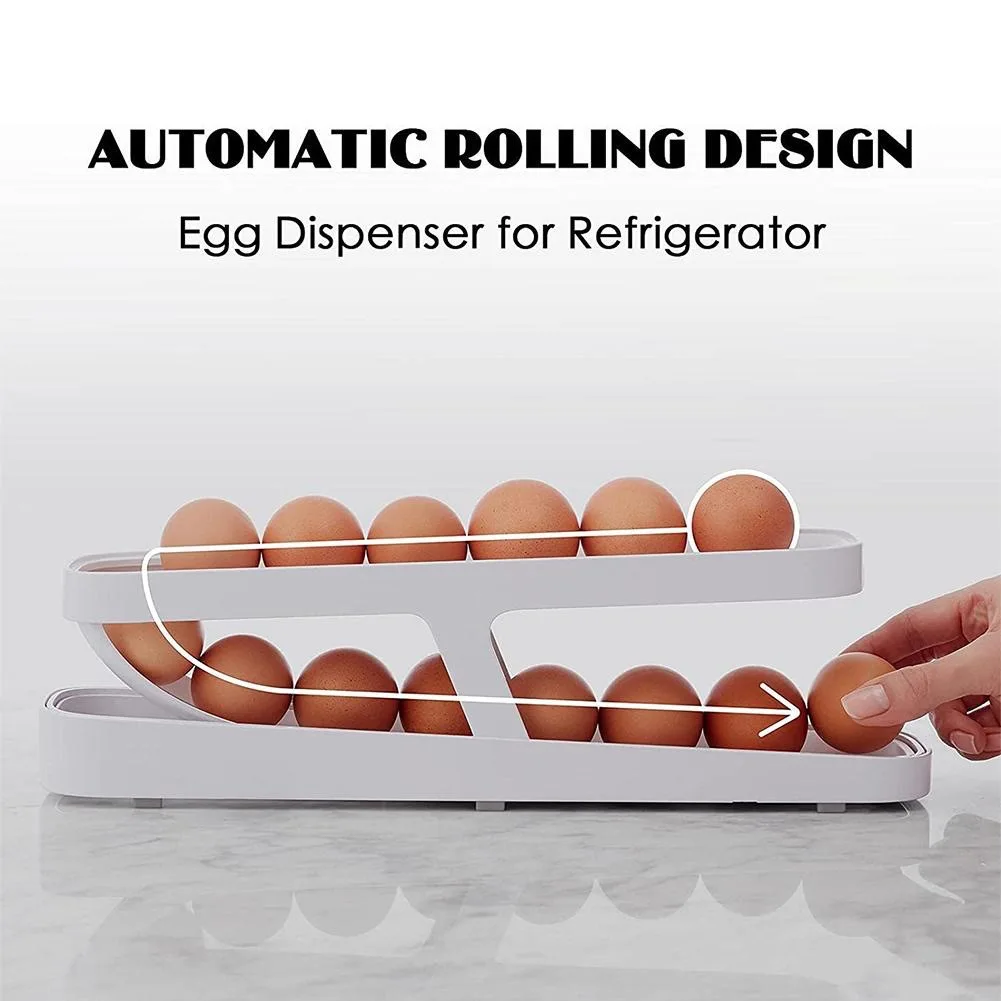 Automatic Rolling Egg Holder Rack Fridge Egg Storage Box Egg Container Kitchen Refrigerator Egg Dispenser Fridge