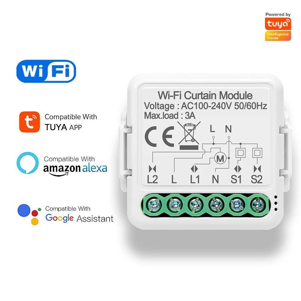 Tuya Smart Curtain Switch Module Wifi Telecomando Blind Roller Shutter Motore Elettrico 1/2 Gang Funziona Con Alexa Google Home