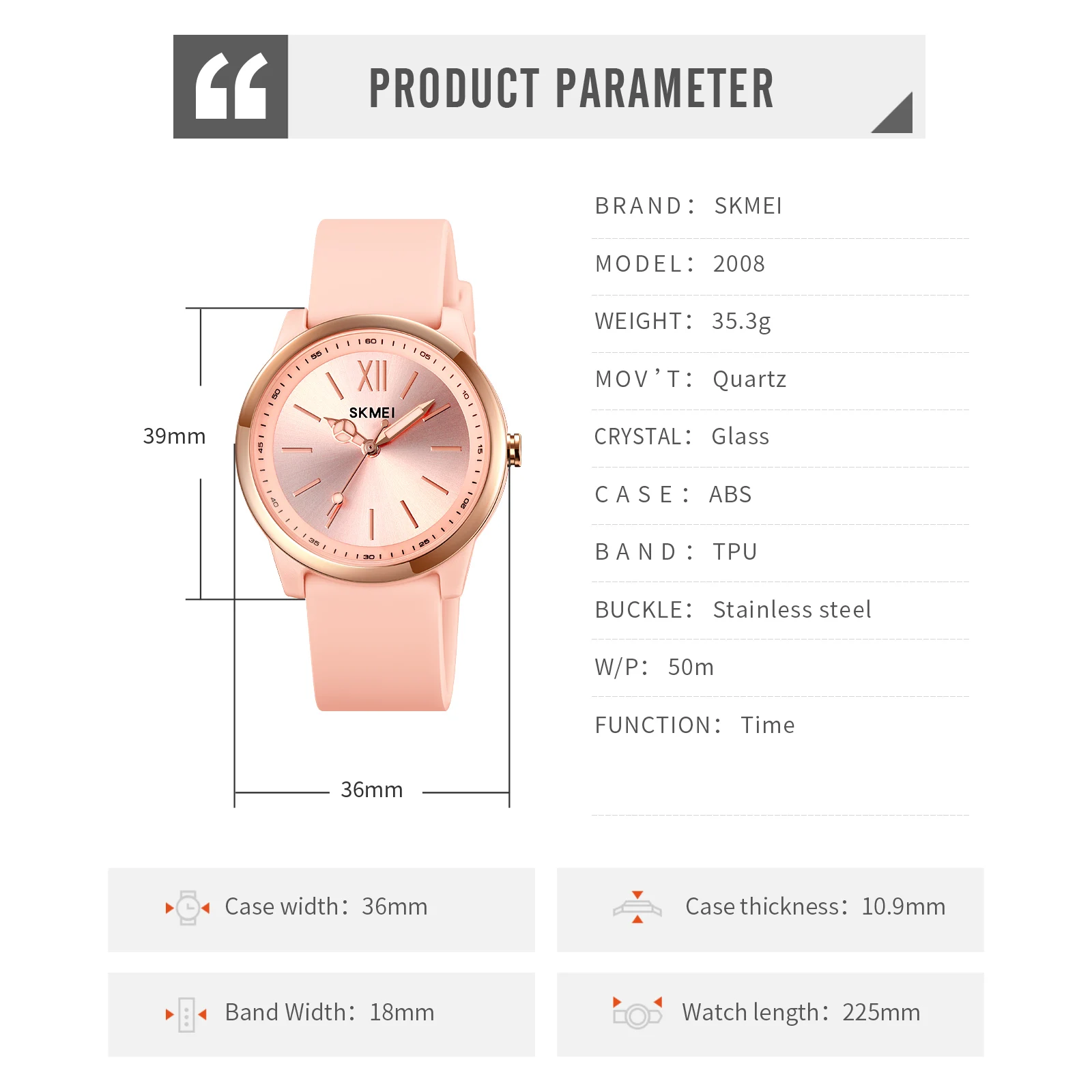 SKMEI Fashionable Simple And Elegant Ladies' Watch Texture Metal Bezel Waterproof Light Luxury Trend Reloj de cuarzo 2008