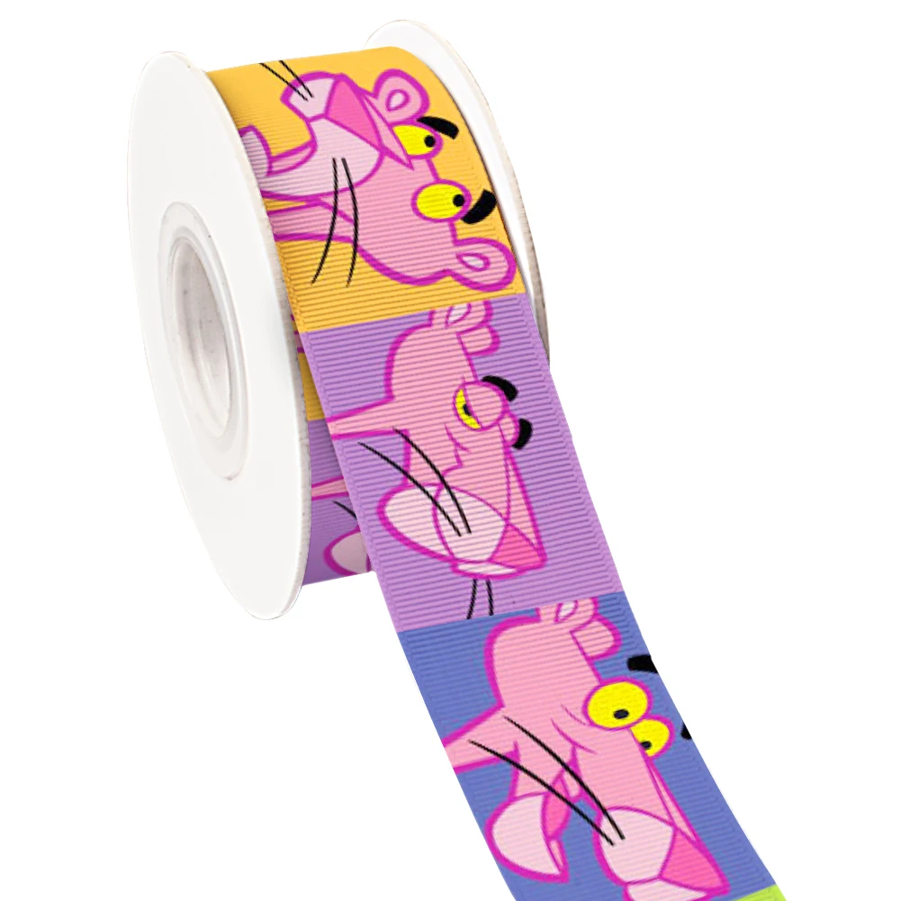 50 Yards Lively Cartoon The Pink Panther Pattern Ribbon Lovely Animal Printed Grosgrain Ribbon Fai Da Te