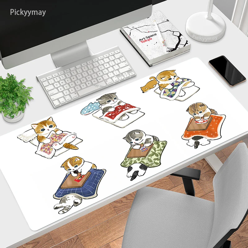 

Cute Cat Gaming Mousepad Kawaii Cartoon Large Computer Mouse Pad Anime Office Desk Pad Notebook Laptop Table Mat Rubber Carpet