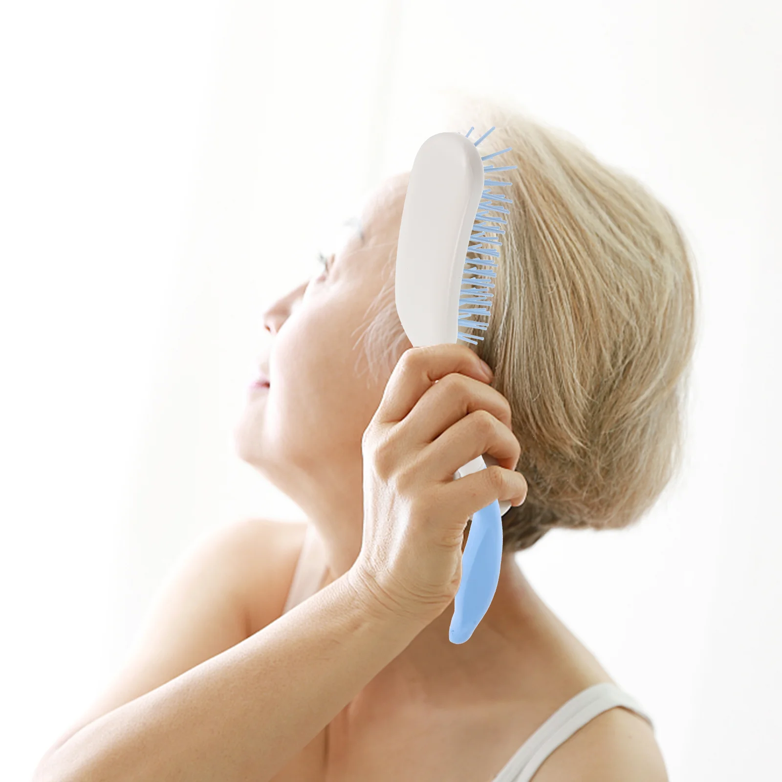 

35cm Curved Hair Combs Long Handle Combs Plastic Bend Combs (White, Blue)