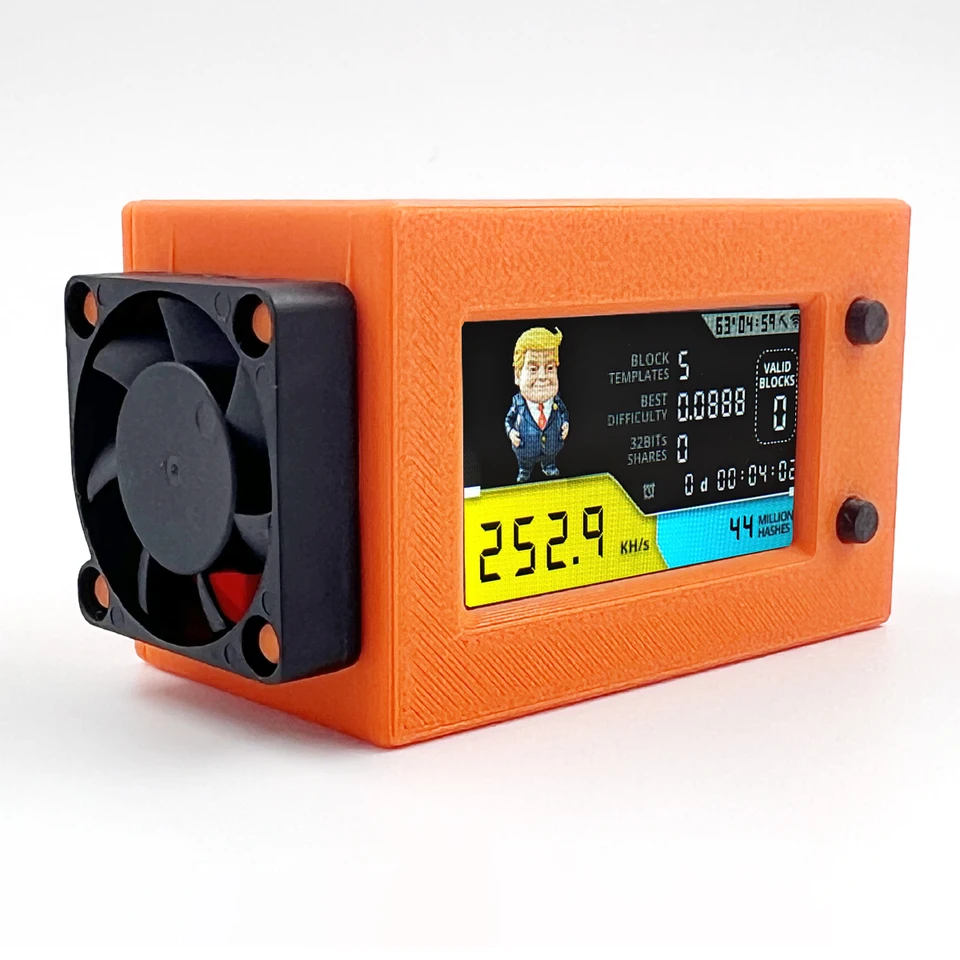 Helium Minero NerdMiner V2 Ultra 250KH/s Edición Donald Trump - Minero BTC  De Baja Potencia Con Pantalla Y Ventilador Nerd Miner Review