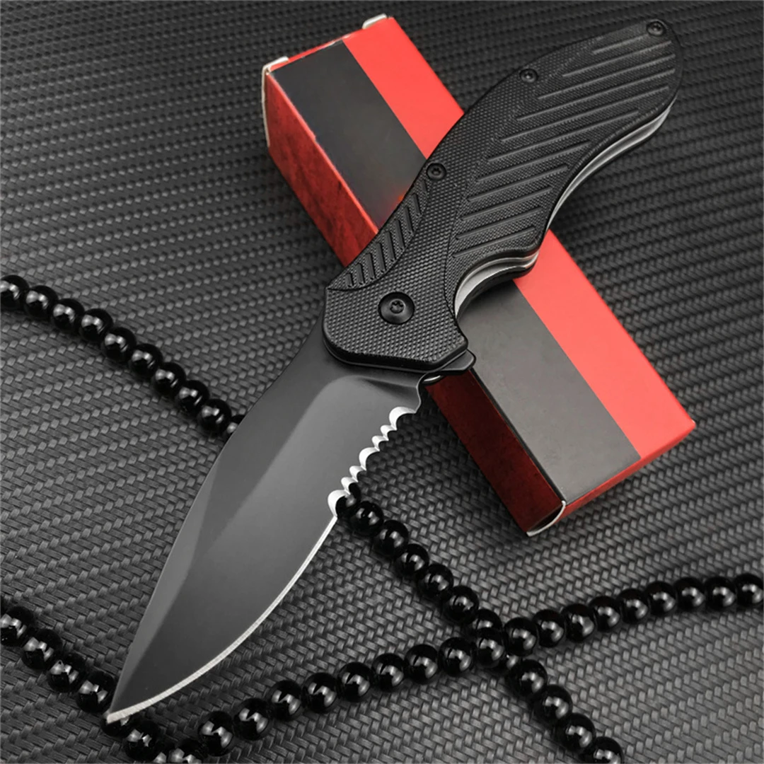 

HUAAO 1605 Flipper Serrated Blade Folding Knife EDC Pocket Tactical Outdoor Knives Great for Hunting, Camping, Fishing