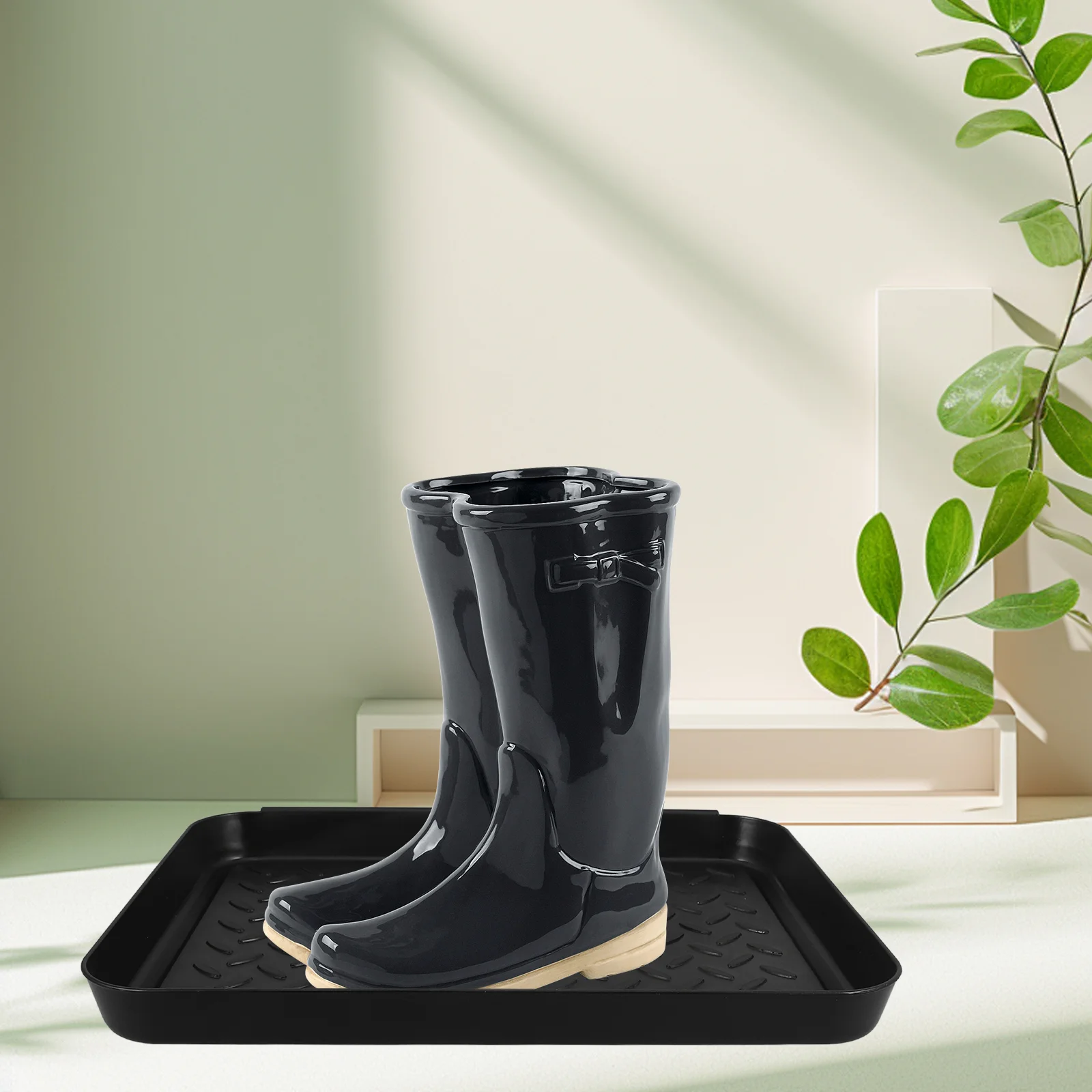 3pcs Shoe Tray Waterproof Nonslip Multipurpose Black Low Profile Thin Drip Tray Outdoor Mat Plastic Boot Large Trays 4