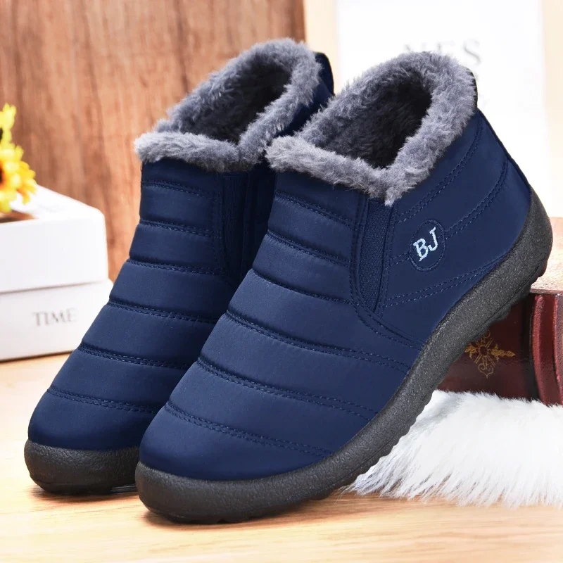 Fashion Winter Men Boots Non Slip Snow Boots with Fur Lightweight Keep Warm Mens Ankle Boots Flats Male Cotton Shoes Botas - 5
