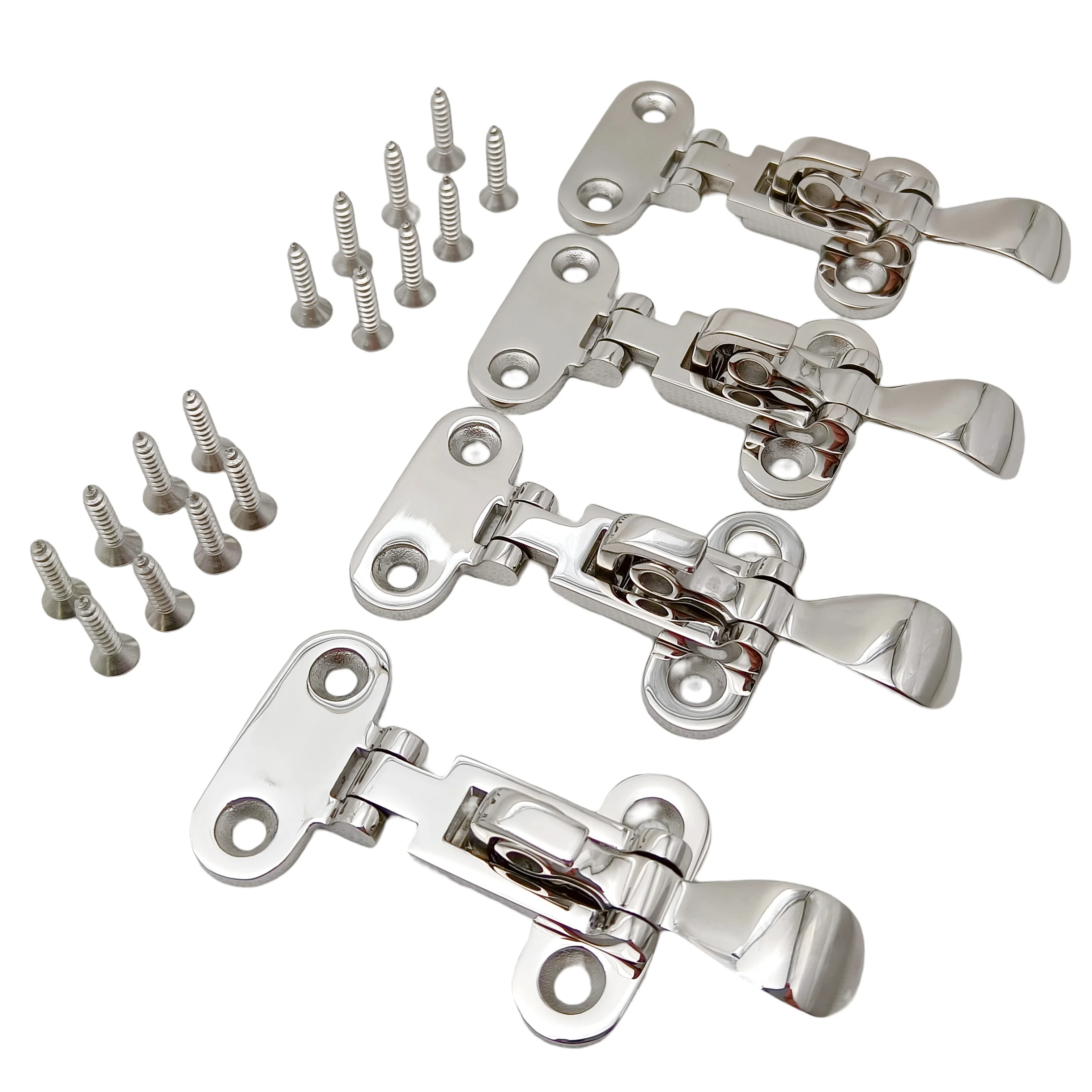 

4 PCS Marine Grade 316 Stainless Steel Anti-Rattle Lockable Hold Down Clamp Latch 75mm Mirror Polished