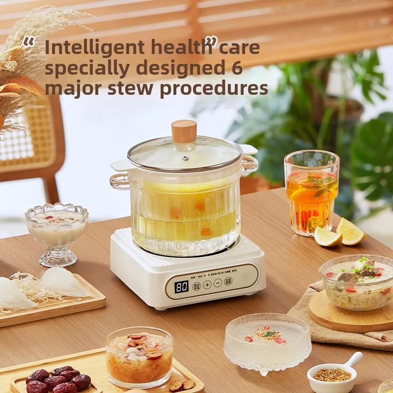 220V 1.8L Glass Pot Slow Cooker for Baby Food with Automatic Water Separation Stewing Feature & Food Nutrition Retention