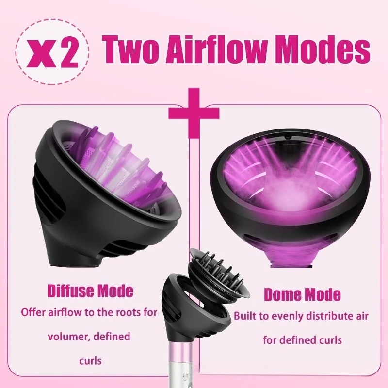 Versatile Wave and Curl Hair Diffuser Attachment with Dual Airflow Modes