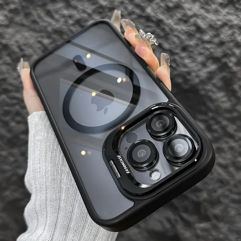 Deluxe Magnetic Shockproof Phone Case with Stand & Glass Lens Protector