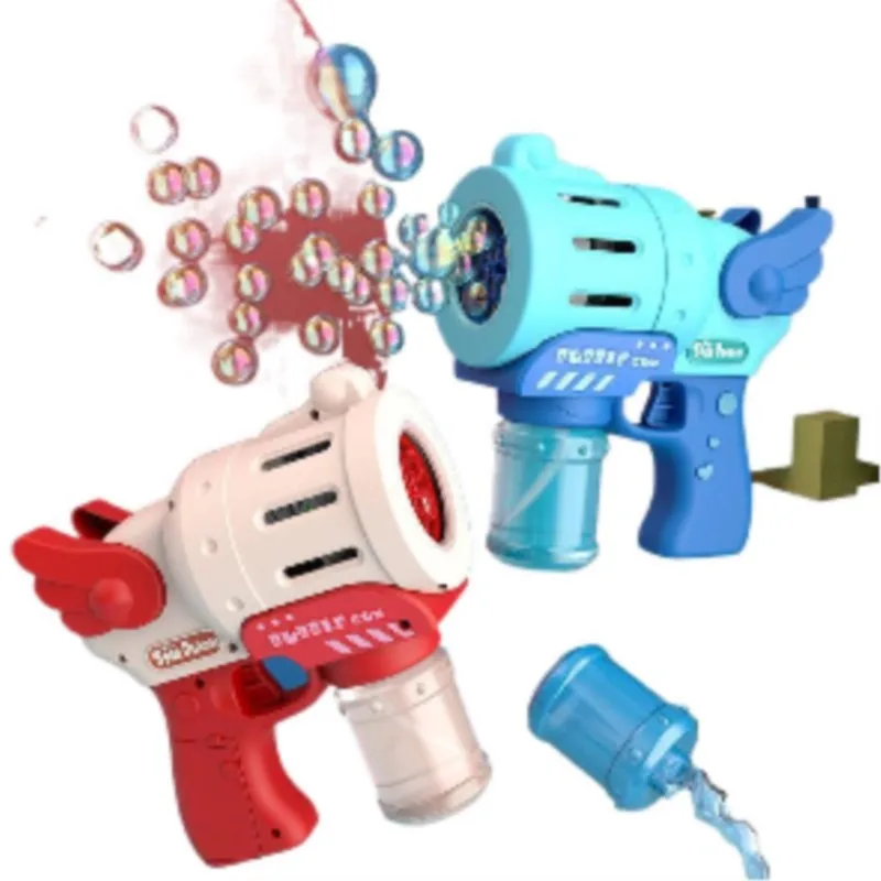 DokiToy Children's Bubble Machine Toy Outdoor Blowing Bubble 5-hole Angel Wings Bubble Gun with Light New Hot 2024 Dropshipping 6
