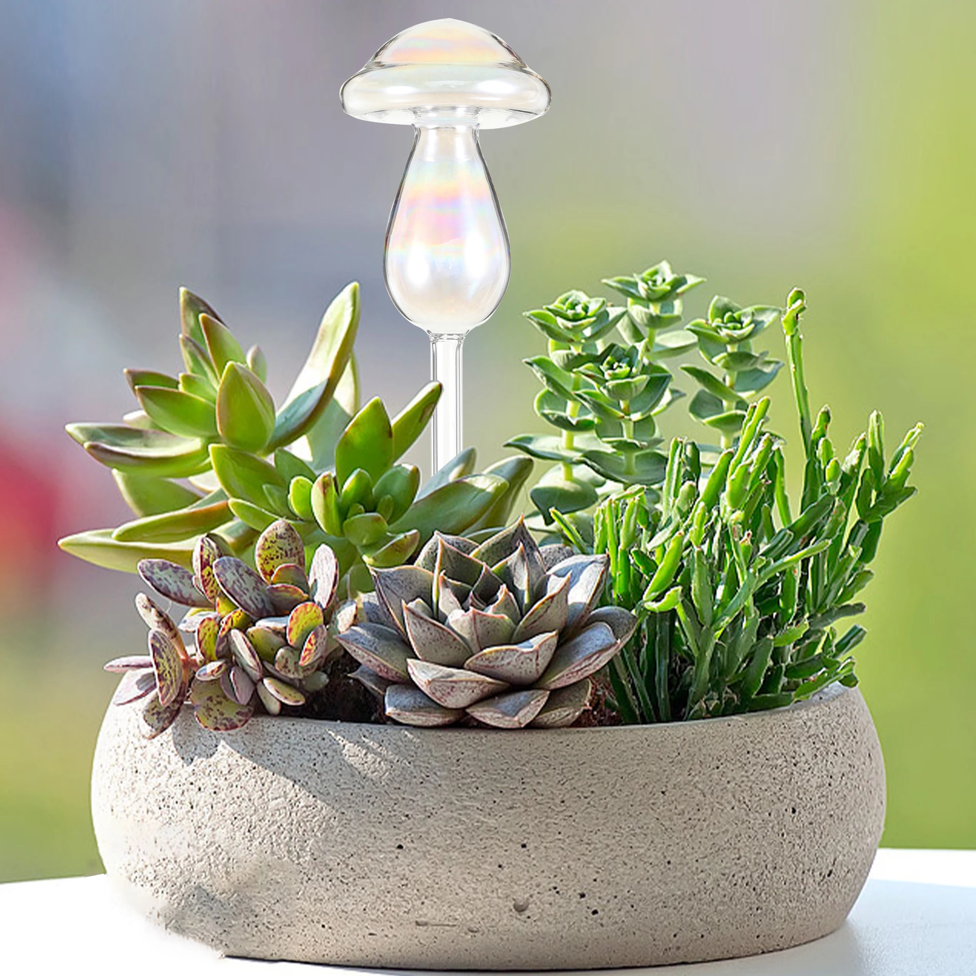 

4x Transparent Color Mushroom Plant Waterer Wide Application Easy To Mushroom Shape Simple