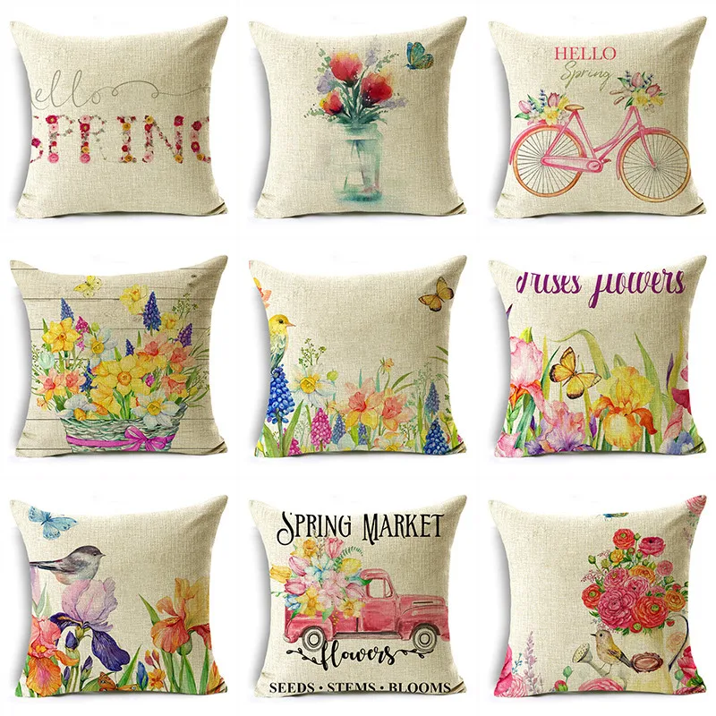 

OMIO Creative Spring Garden Pattern Pillowcase 40/45/50cm Home Decor Sofa Balcony Chair Patio Chair Cushion Cover